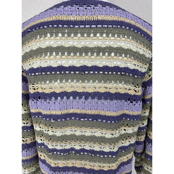 Robert Scott Women’s Sz M Hand Knitted Sweater Lavender Silk Linen Cotton Blend - Picture 7 of 13